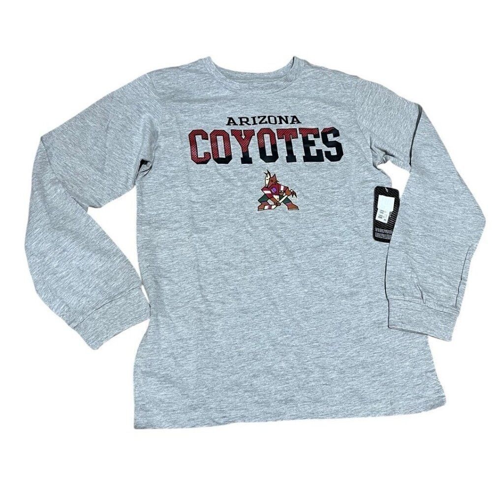 NHL Youth Boys Medium 8/10 Gray Arizona Coyotes Hockey Long Sleeve Shirt NWT